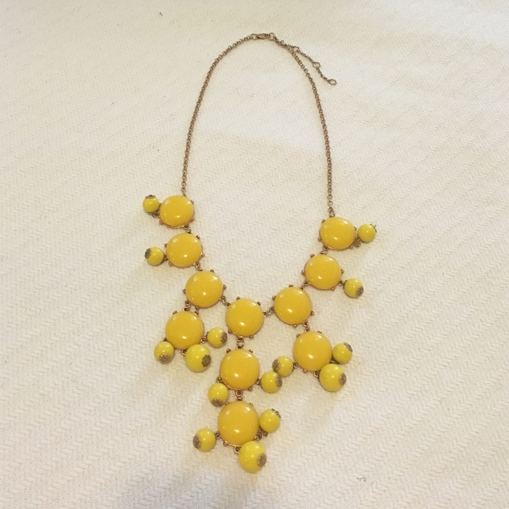 yellow bead chandelier drop necklace